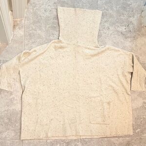 LOFT Petites Cream Speckled Turtleneck Sweater | XXSP | Cozy Knit